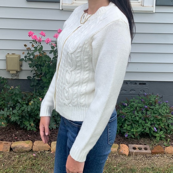 White Button Up Dressbarn Sweater - Picture 4 of 13